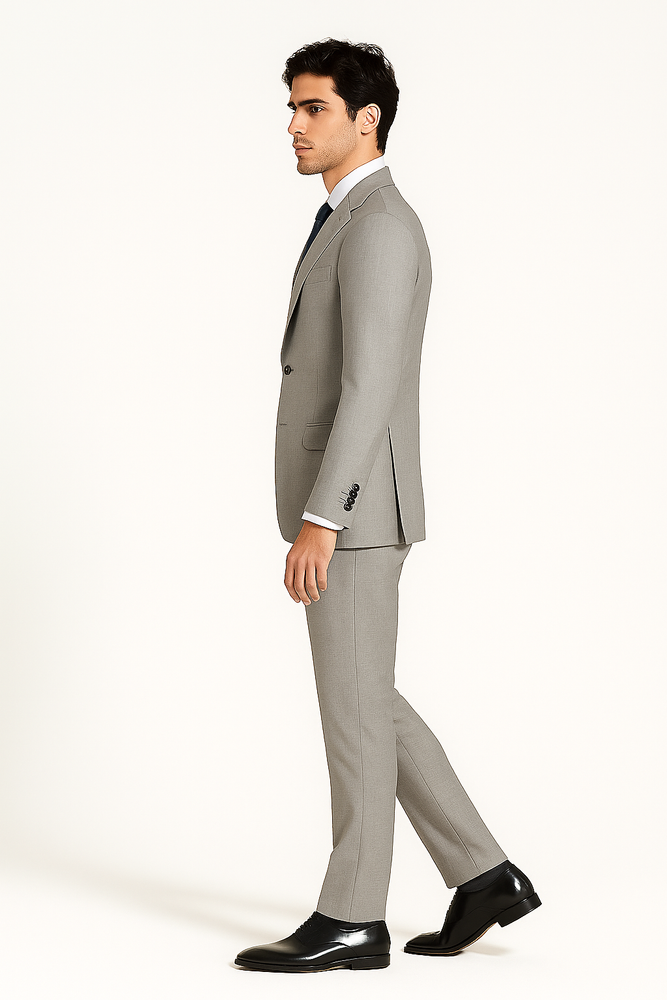 Porto Heather gray, Slim Fit, Pure Wool Suit by Tiglio Luxe - E09063/26