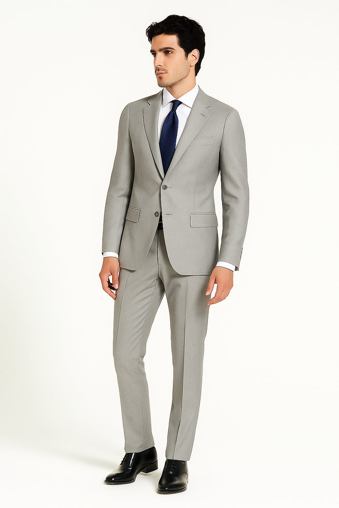 Porto Heather gray, Slim Fit, Pure Wool Suit by Tiglio Luxe - E09063/26