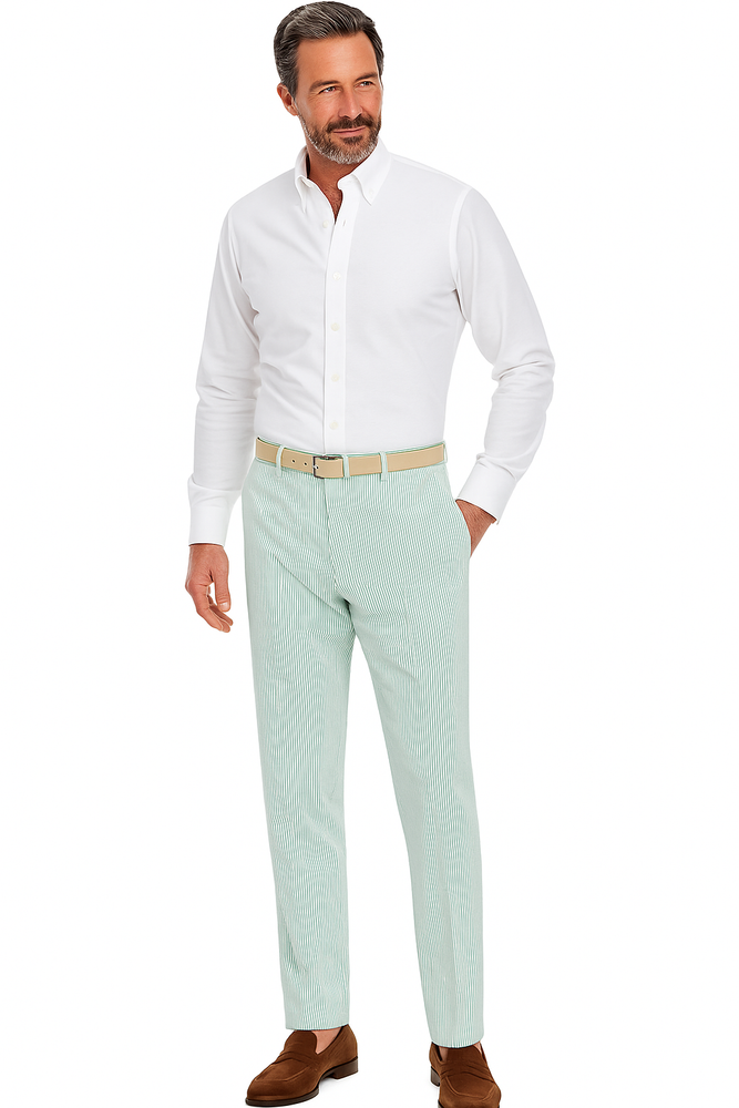 Big And Tall Seersucker Pants For Men - Mint