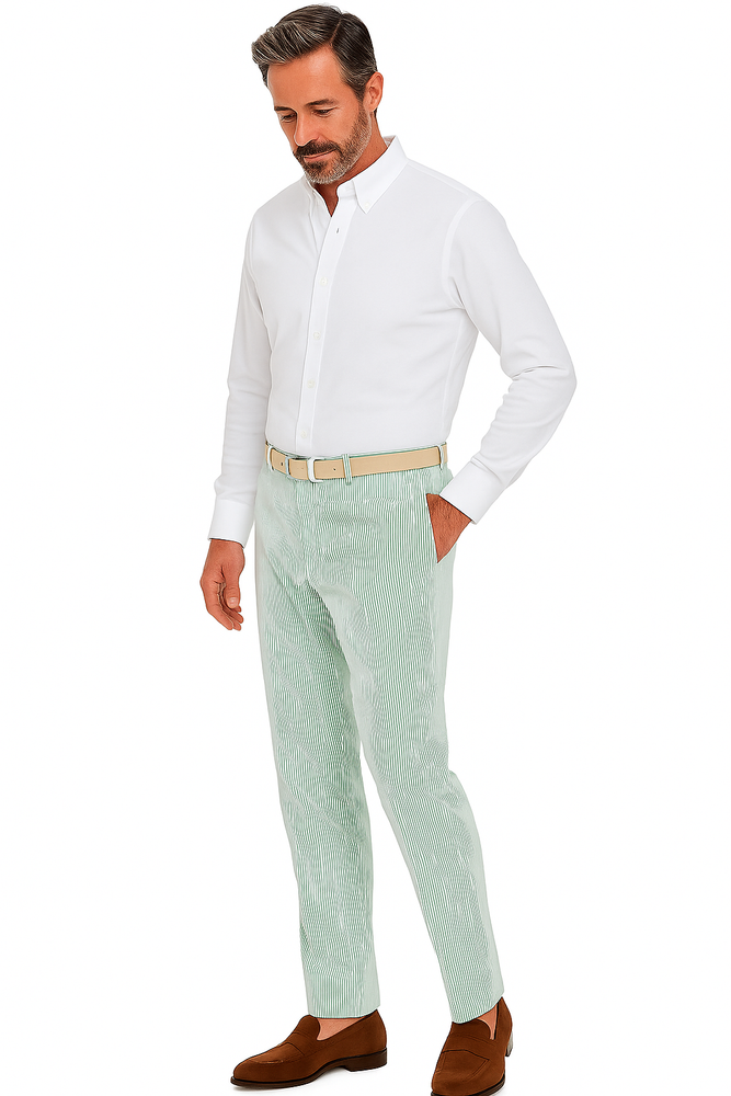 Big And Tall Seersucker Pants For Men - Mint