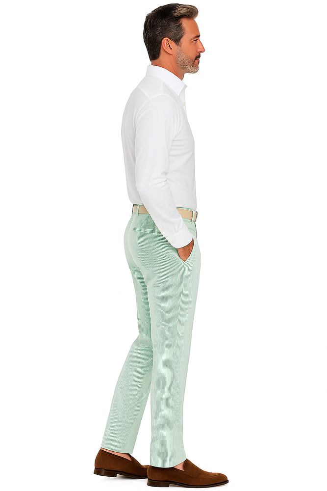 Big And Tall Seersucker Pants For Men - Mint