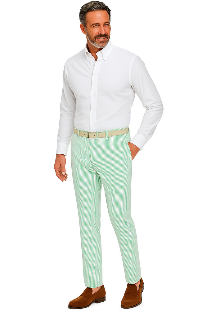 Big And Tall Seersucker Pants For Men - Mint