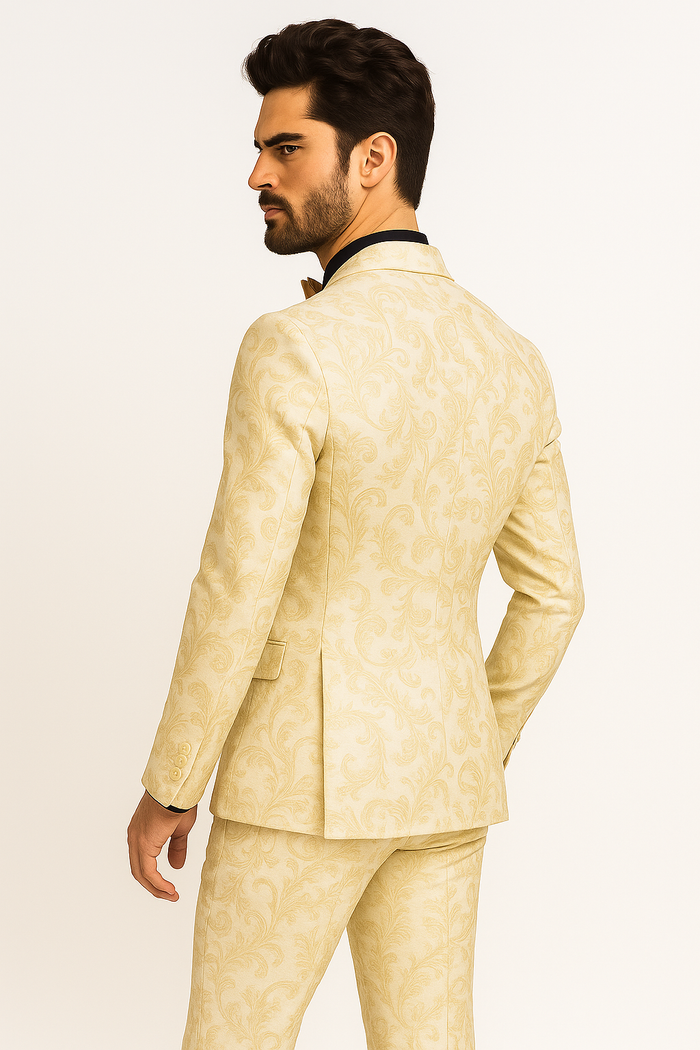 White and Gold Tuxedo With Matching Bowtie