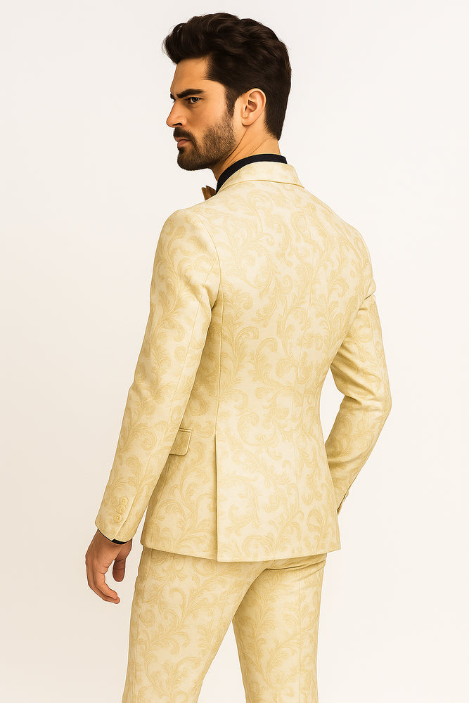 White and Gold Tuxedo With Matching Bowtie