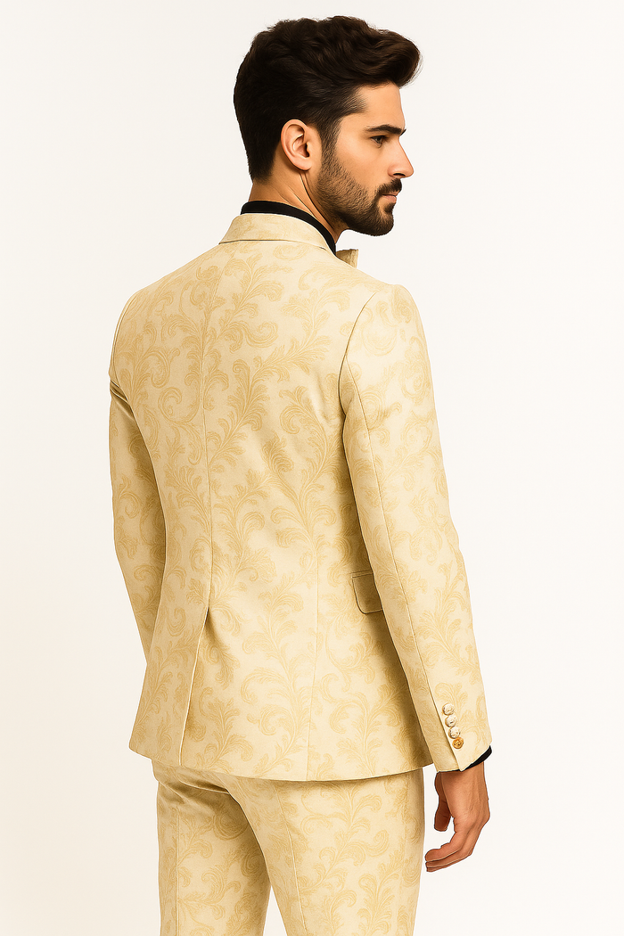 White and Gold Tuxedo With Matching Bowtie