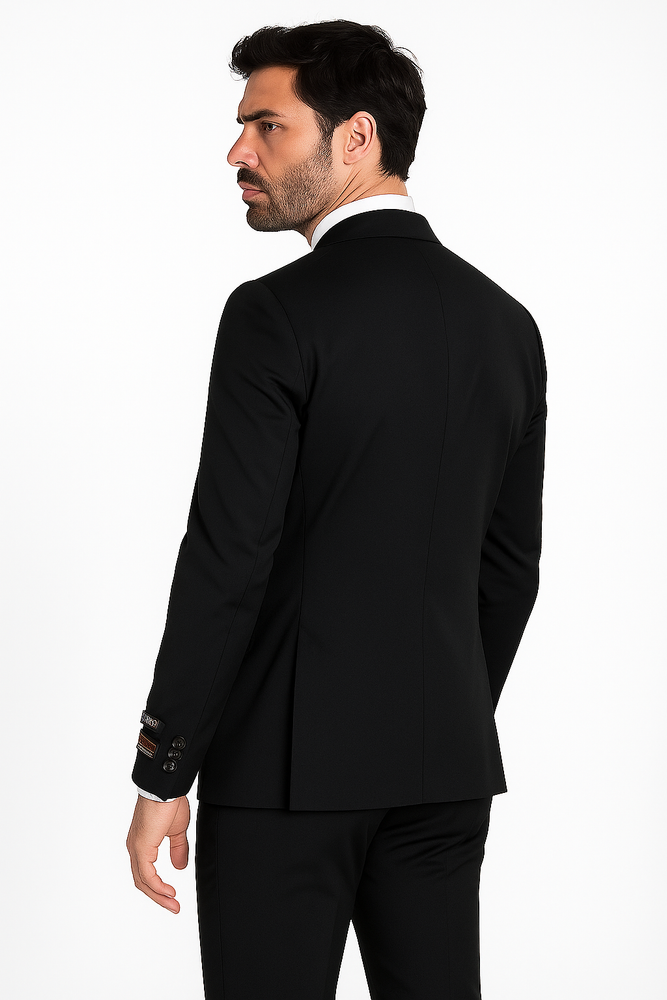 Novello Black, Modern Fit, Pure Wool Suit by Tiglio Luxe TIG1001