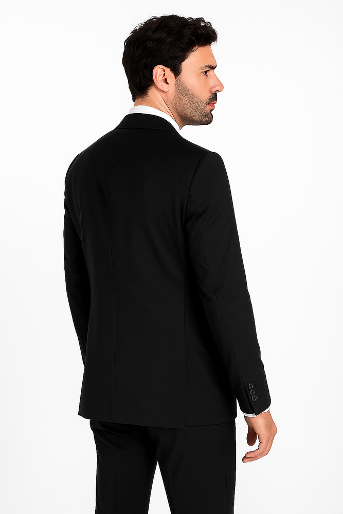 Novello Black, Modern Fit, Pure Wool Suit by Tiglio Luxe TIG1001