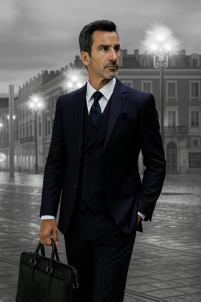 Navy Blue Plaid Suit - Blue Checkered Suit - Dark Blue Plaid Suit