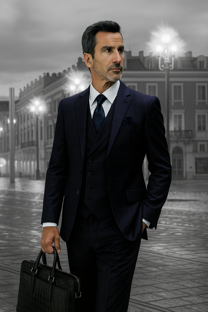 Navy Blue Plaid Suit - Blue Checkered Suit - Dark Blue Plaid Suit