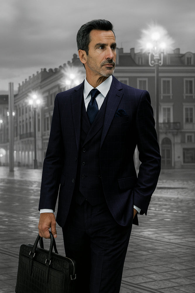 Navy Blue Plaid Suit - Blue Checkered Suit - Dark Blue Plaid Suit