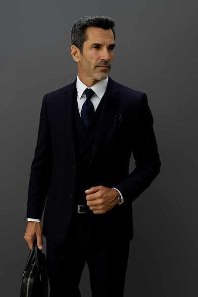 Navy Blue Plaid Suit - Blue Checkered Suit - Dark Blue Plaid Suit