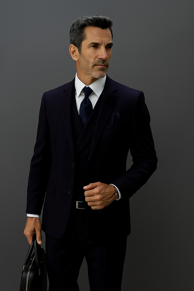 Navy Blue Plaid Suit - Blue Checkered Suit - Dark Blue Plaid Suit