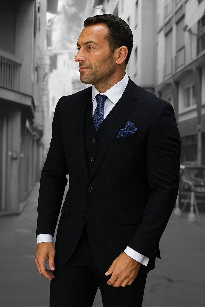 Navy Blue Plaid Suit - Blue Checkered Suit - Dark Blue Plaid Suit