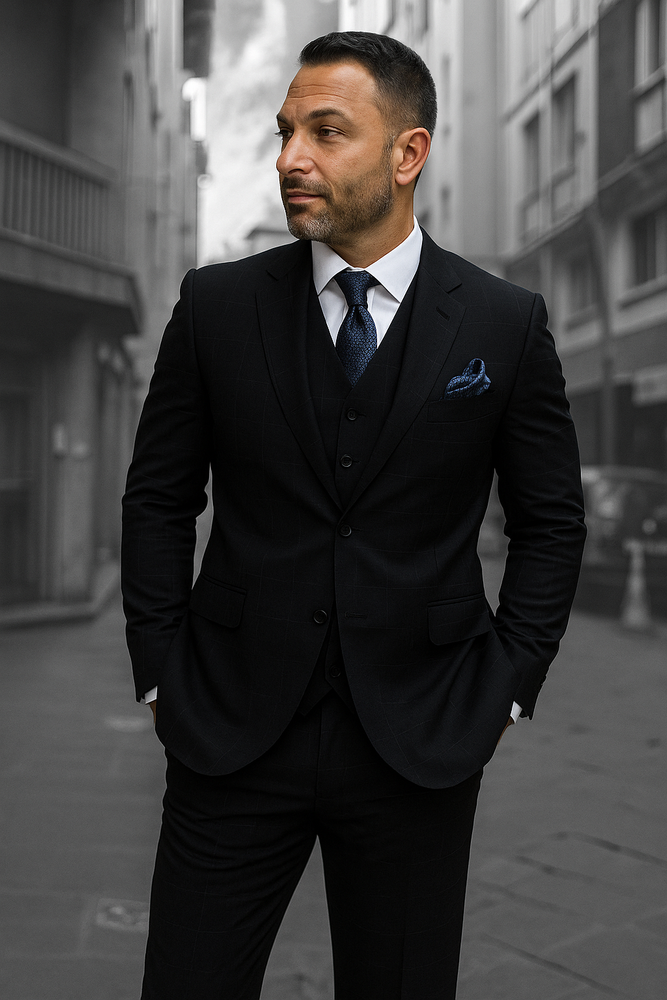 Navy Blue Plaid Suit - Blue Checkered Suit - Dark Blue Plaid Suit