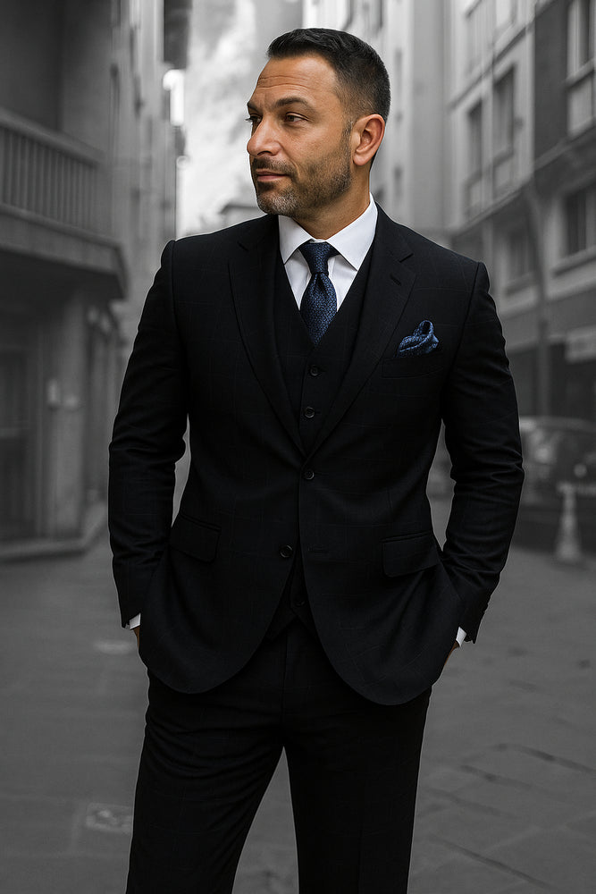 Navy Blue Plaid Suit - Blue Checkered Suit - Dark Blue Plaid Suit