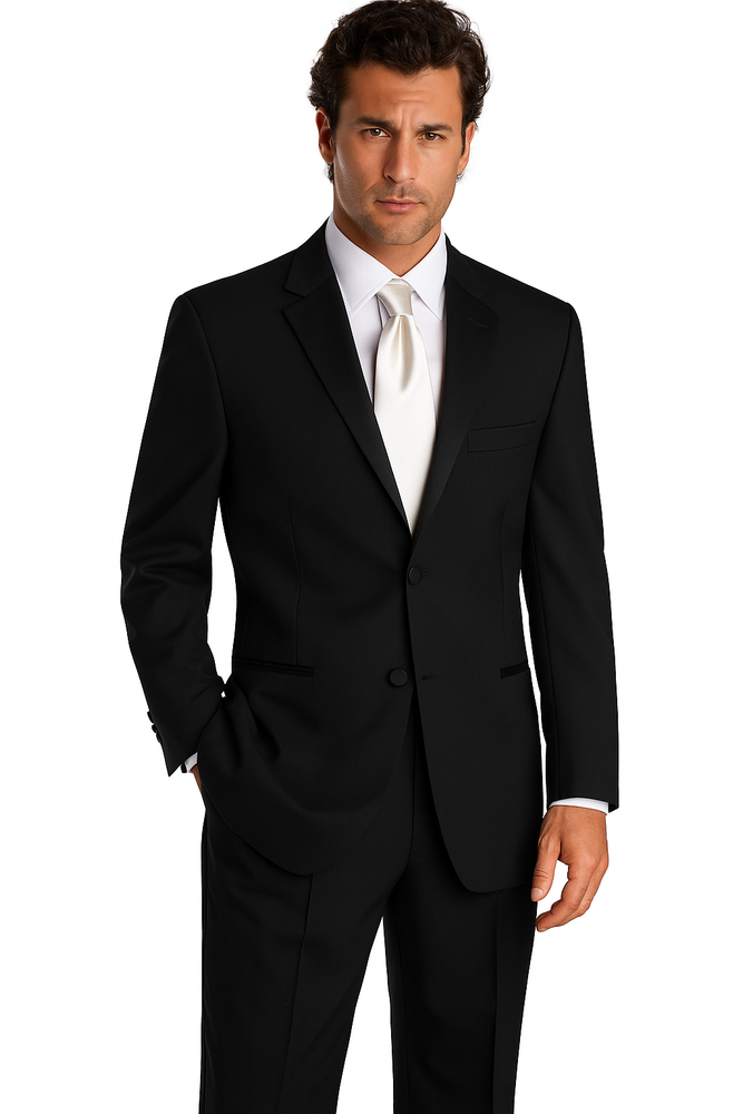 2 Buttons Tuxedo Super 140 Wool Suit premier quality italian fabric Design + Shirt + Bow Tie