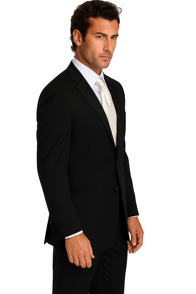 2 Buttons Tuxedo Super 140 Wool Suit premier quality italian fabric Design + Shirt + Bow Tie