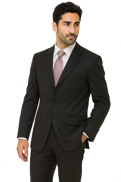 Alberto Nardoni black Stripe Three Buttons Style suit Wool suit Pleated pants
