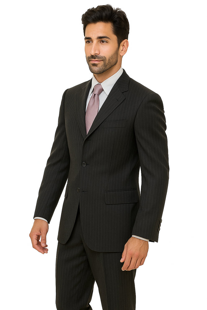 Alberto Nardoni black Stripe Three Buttons Style suit Wool suit Pleated pants