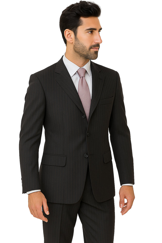 Alberto Nardoni black Stripe Three Buttons Style suit Wool suit Pleated pants
