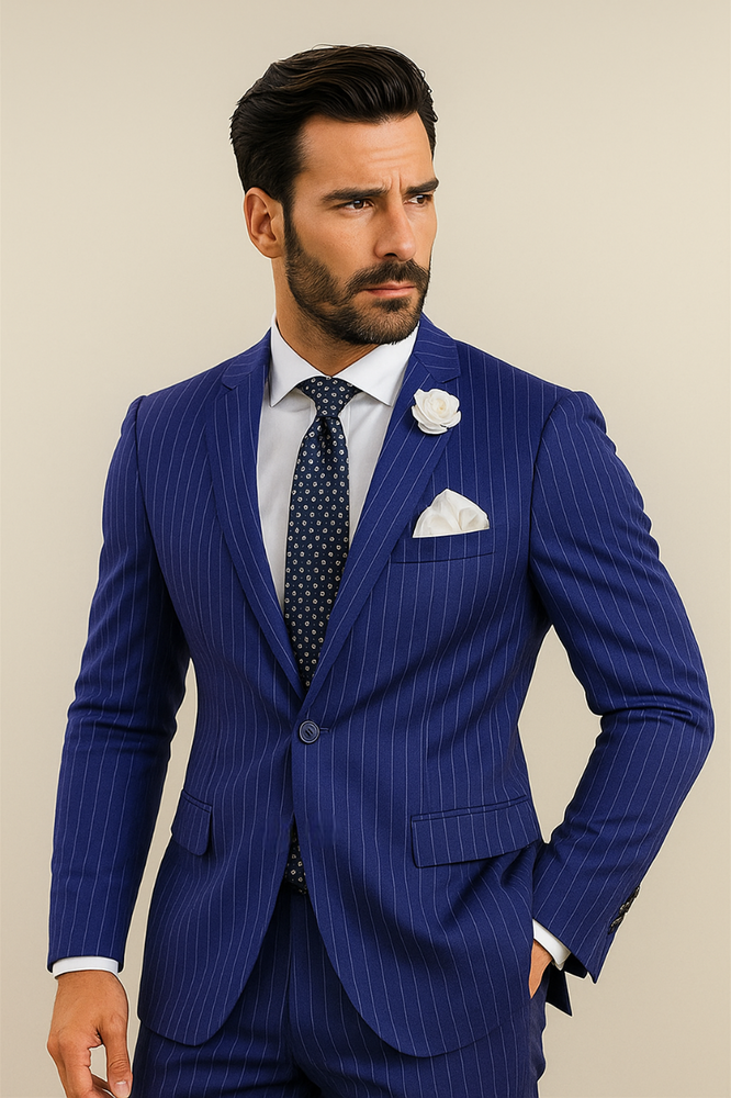 Mens French Blue Suit