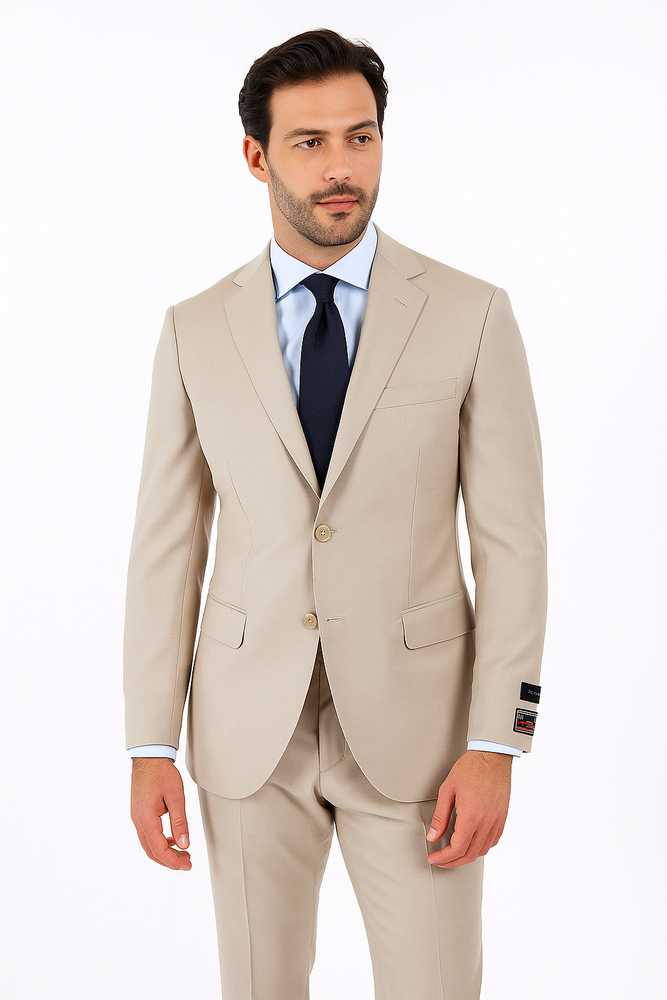 Novello Tan, Modern Fit, Pure Wool Suit by Tiglio Luxe