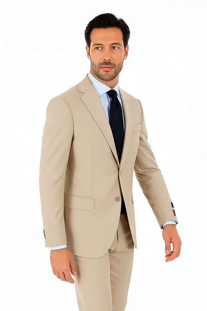 Novello Tan, Modern Fit, Pure Wool Suit by Tiglio Luxe