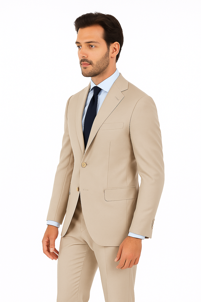 Novello Tan, Modern Fit, Pure Wool Suit by Tiglio Luxe