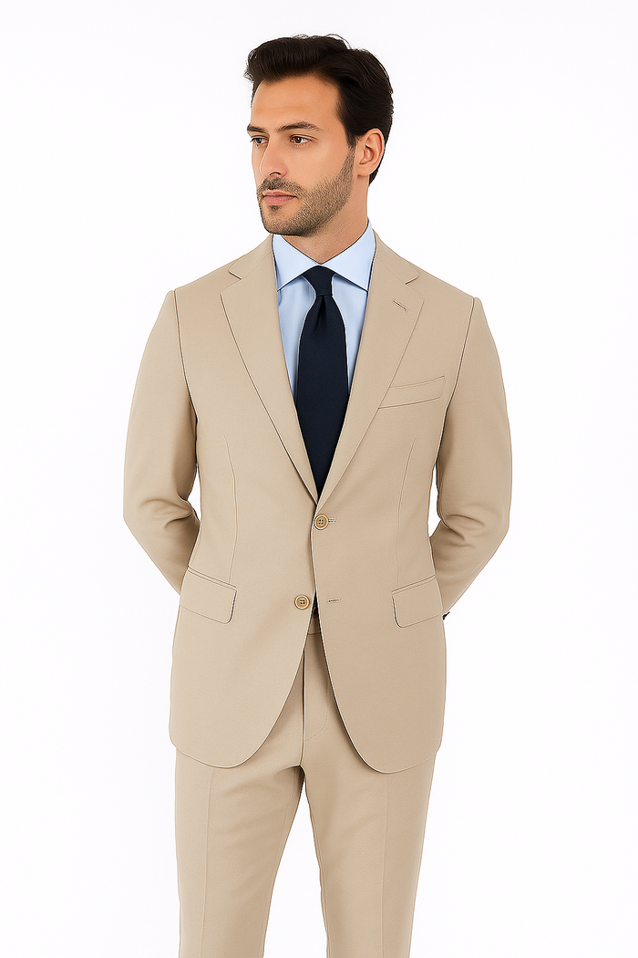 Novello Tan, Modern Fit, Pure Wool Suit by Tiglio Luxe