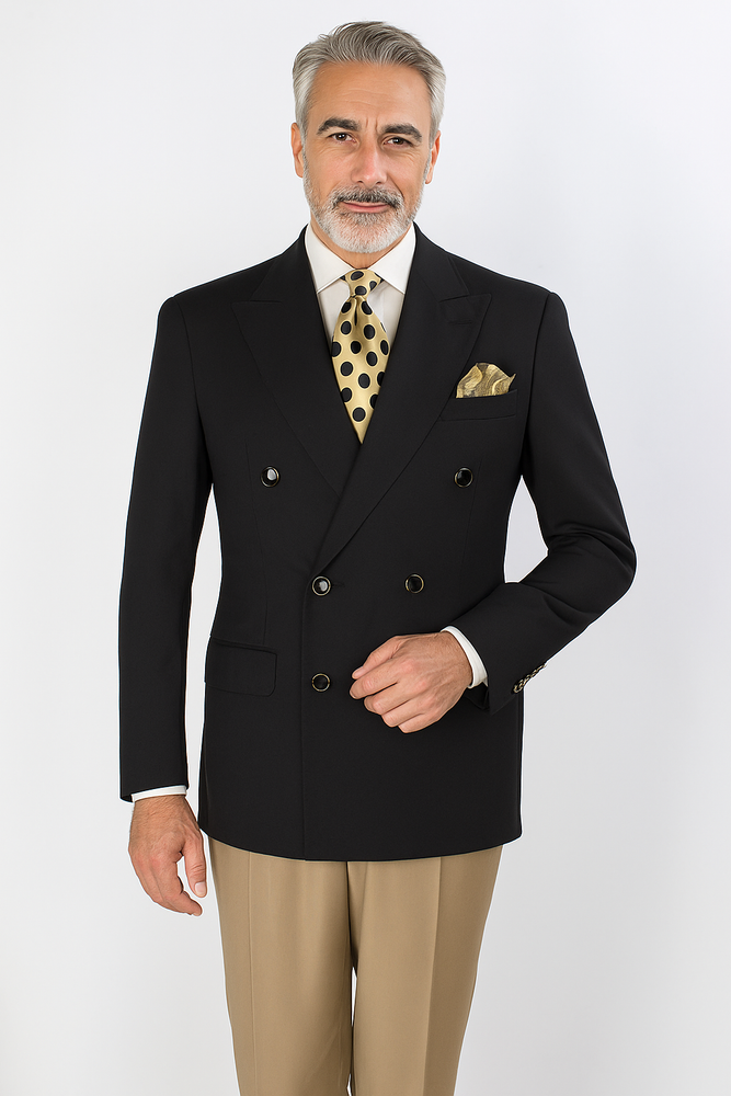 Apollo King Men's Double Breasted Sport Coat Peak Lapel