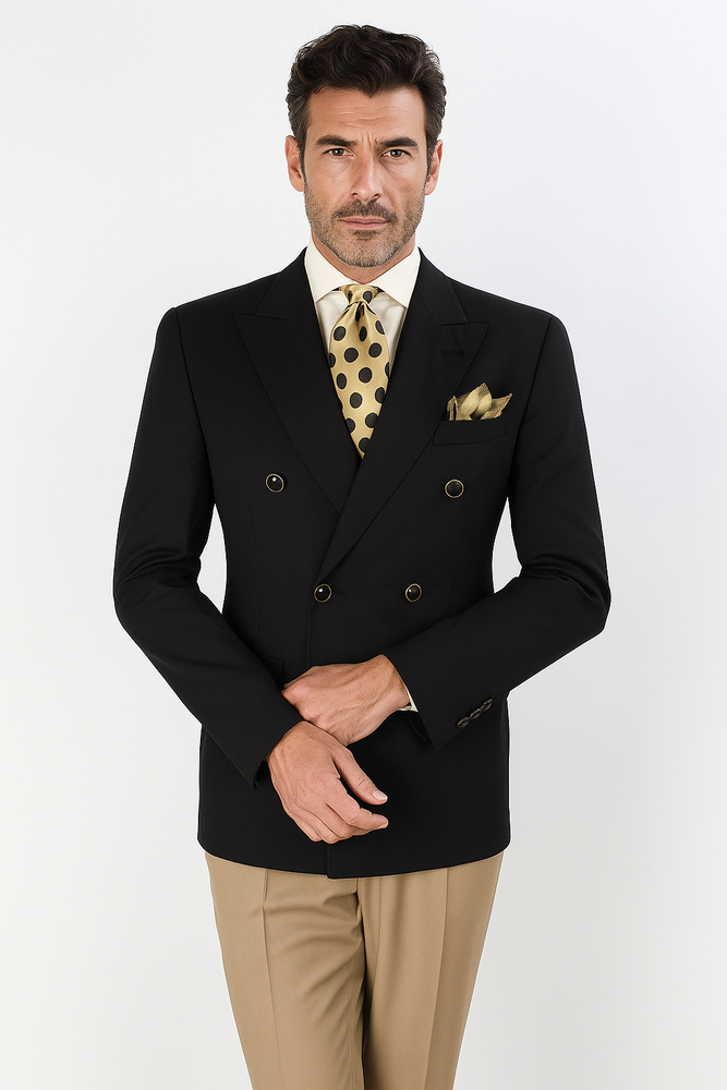 Apollo King Men's Double Breasted Sport Coat Peak Lapel