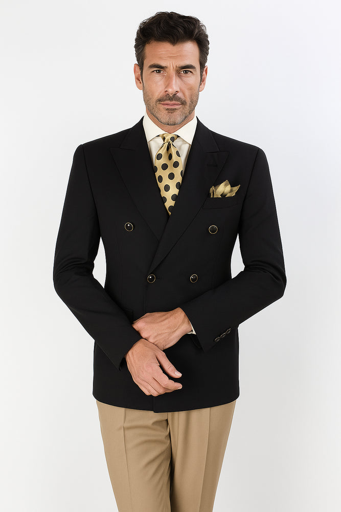 Apollo King Men's Double Breasted Sport Coat Peak Lapel