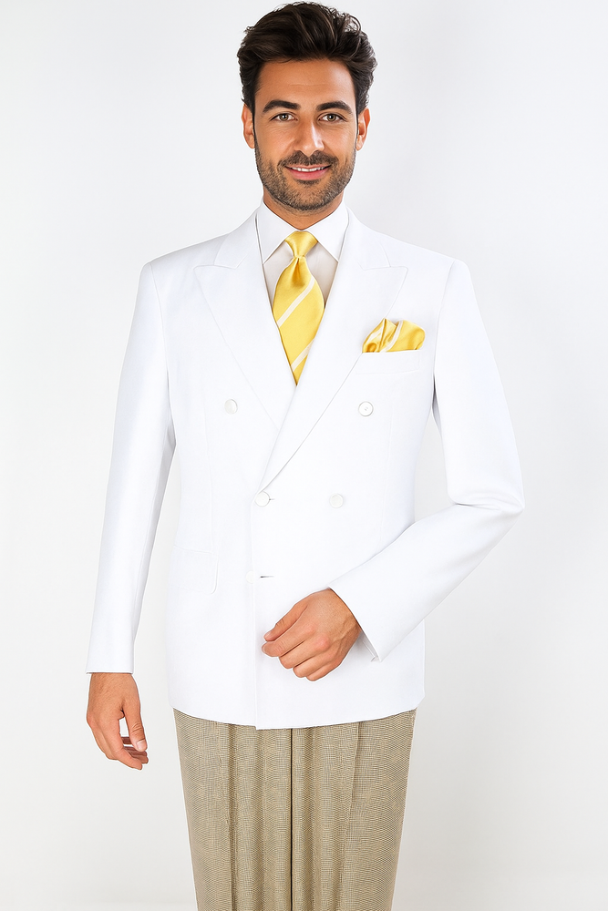 Apollo King Men's Double Breasted Sport Coat Peak Lapel