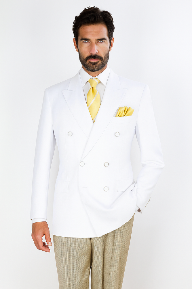 Apollo King Men's Double Breasted Sport Coat Peak Lapel