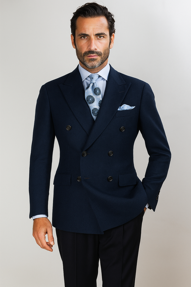 Apollo King Men's Double Breasted Sport Coat Peak Lapel