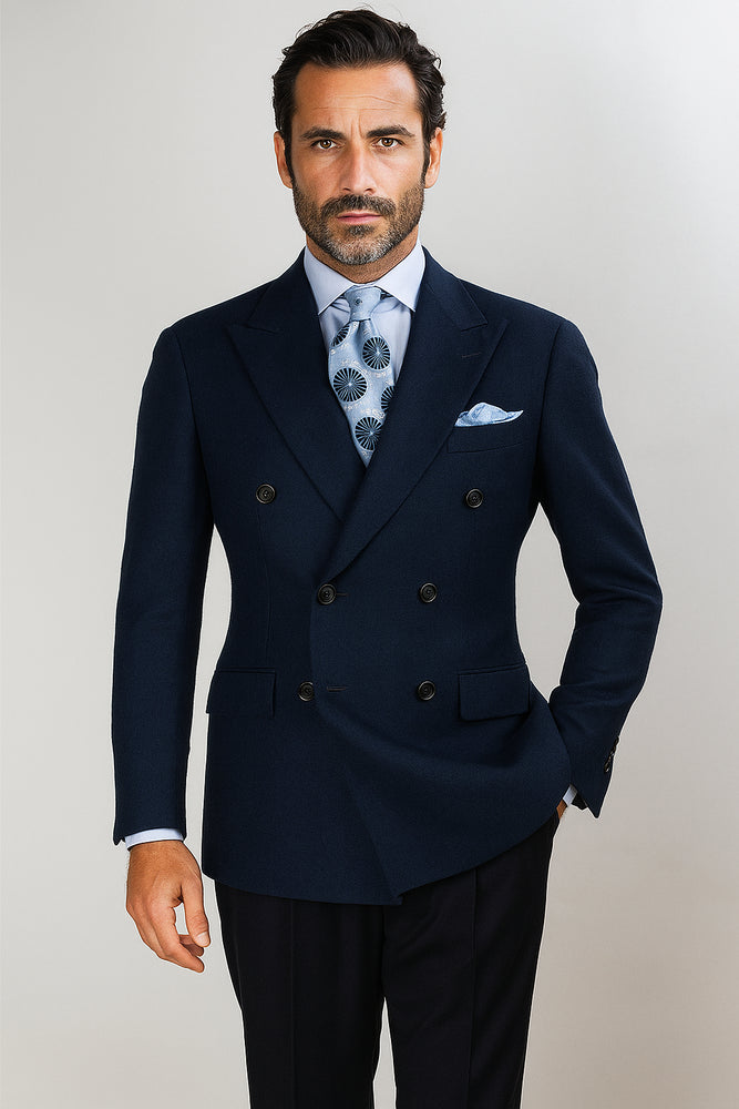 Apollo King Men's Double Breasted Sport Coat Peak Lapel