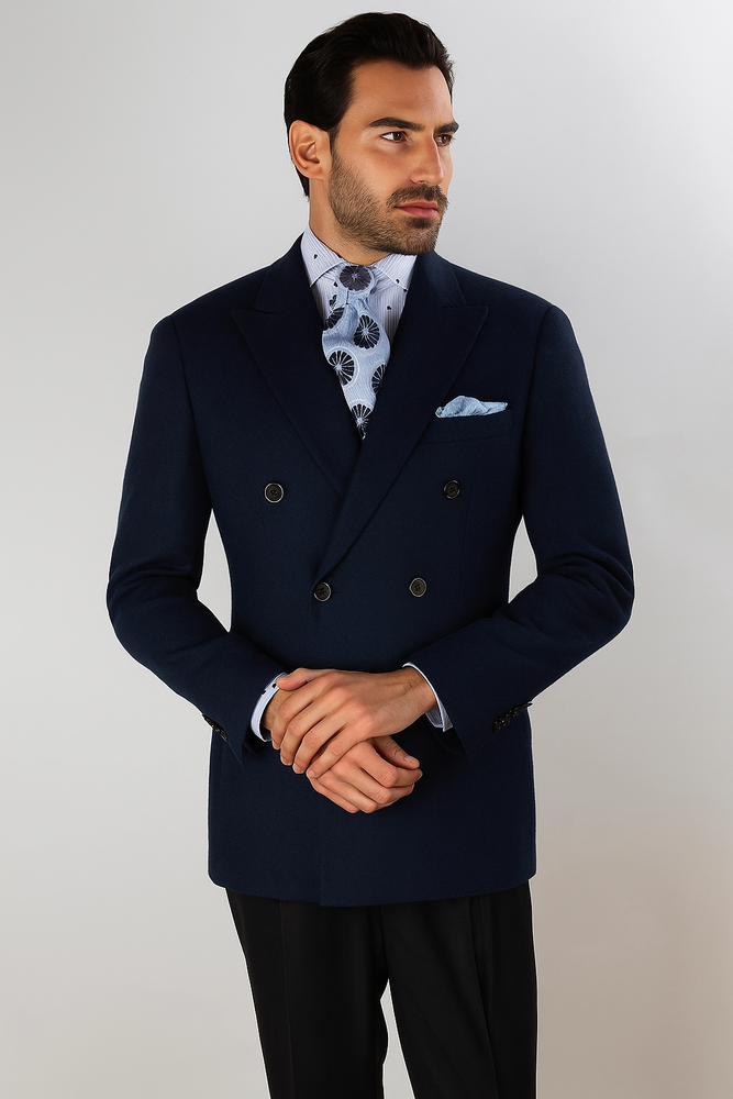 Apollo King Men's Double Breasted Sport Coat Peak Lapel