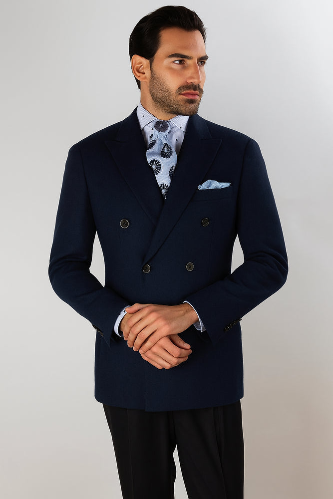 Apollo King Men's Double Breasted Sport Coat Peak Lapel