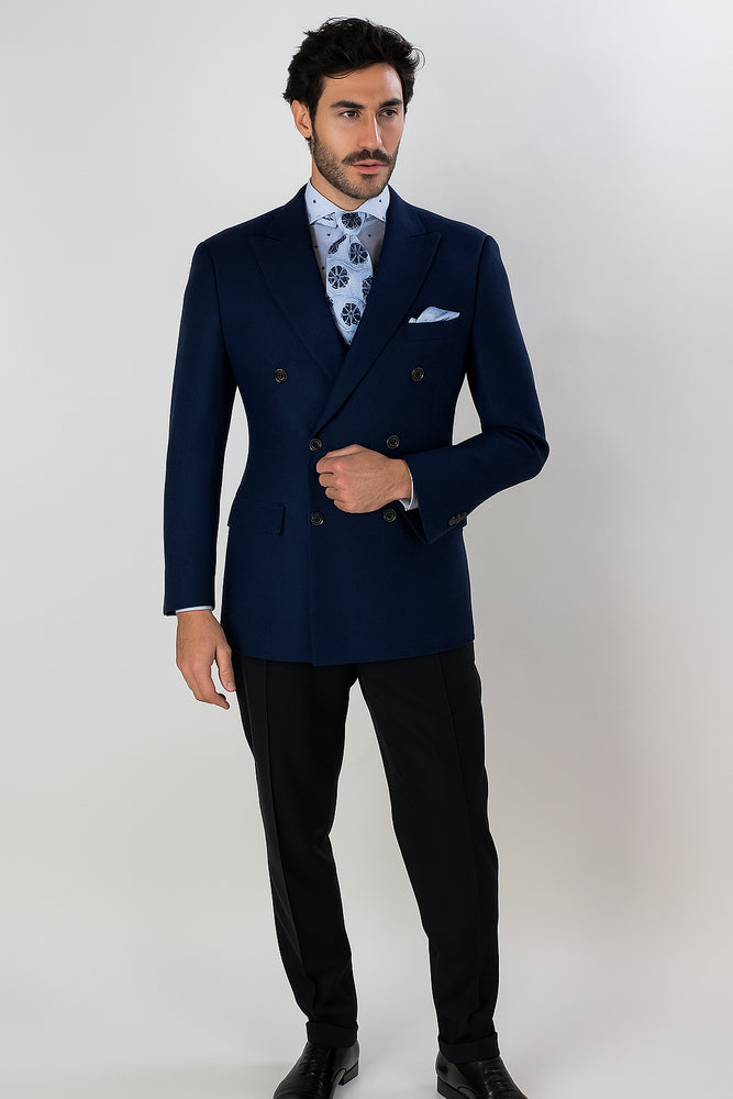 Apollo King Men's Double Breasted Sport Coat Peak Lapel