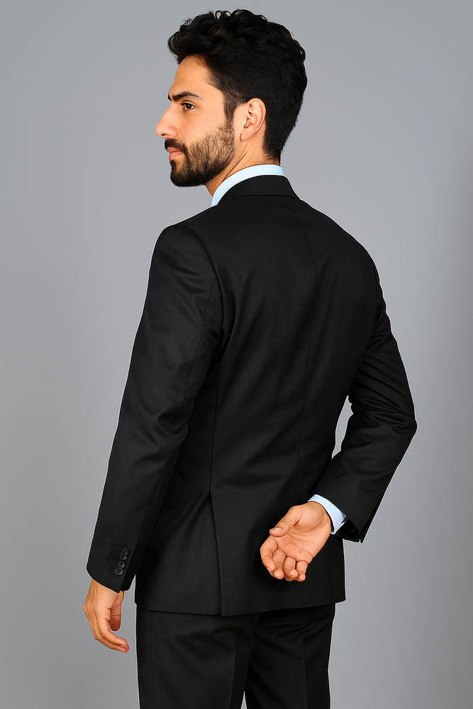 Authentic Statement Brand Men's Slim-fit Black patterned 2-button Suit - High End Suits - High Quality Suits