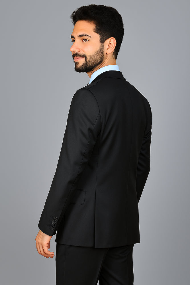 Authentic Statement Brand Men's Slim-fit Black patterned 2-button Suit - High End Suits - High Quality Suits