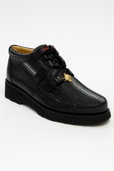 Los Altos Casual Black Stingray & Ostrich Skin Shoes