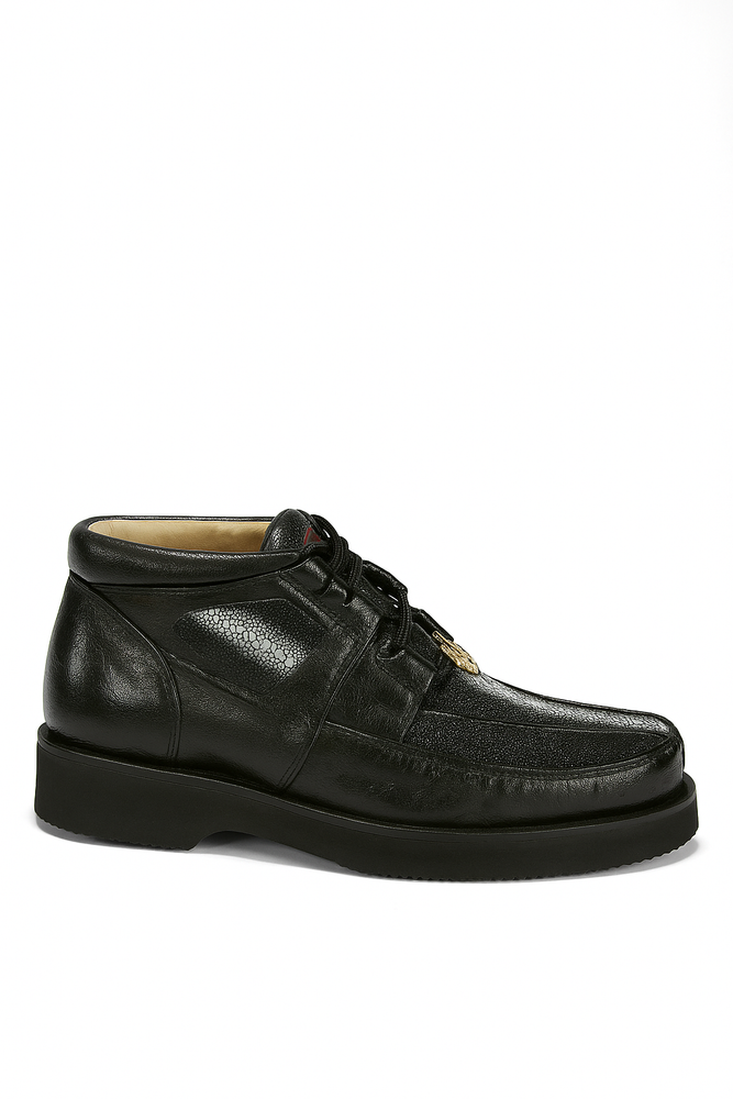 Los Altos Casual Black Stingray & Ostrich Skin Shoes