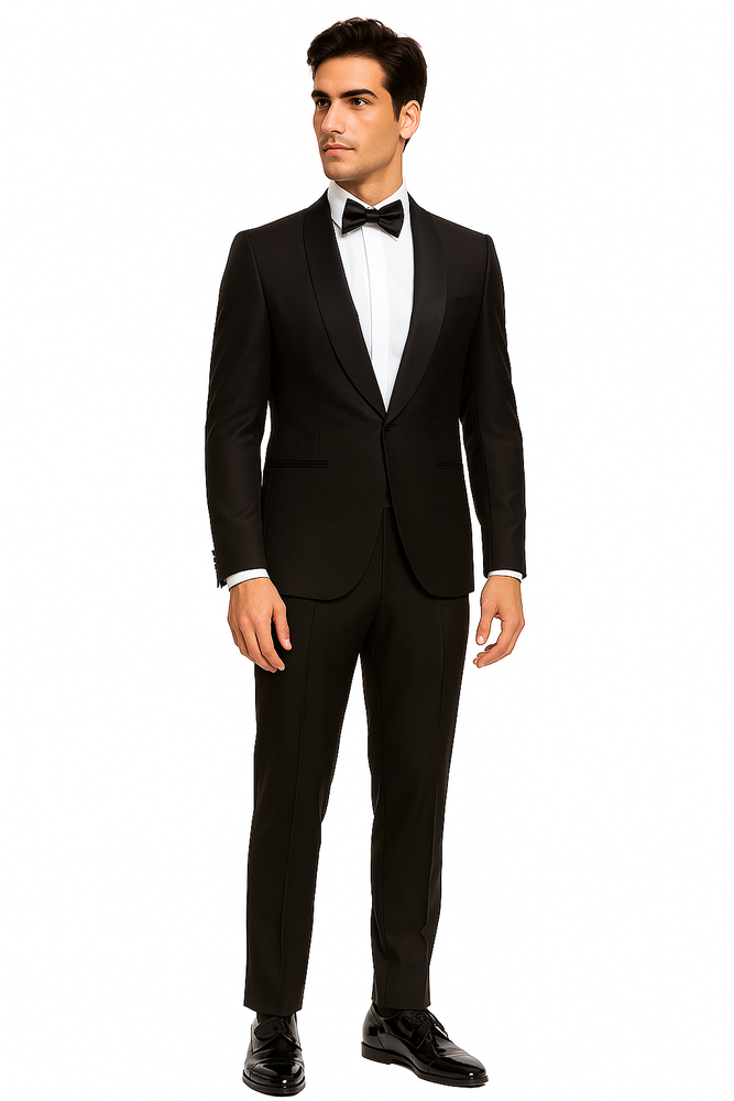 Men's Brown Grosgrain Shawl Collar Double Vent Tuxedo Suit Super 150's Wool Jacket + Pants Vest