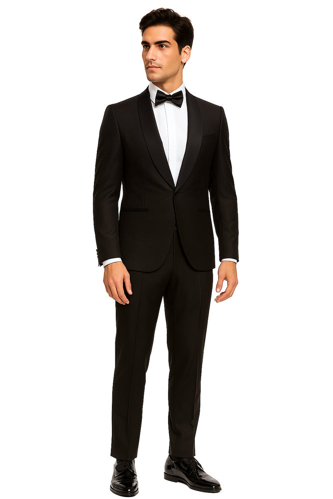 Men's Brown Grosgrain Shawl Collar Double Vent Tuxedo Suit Super 150's Wool Jacket + Pants Vest