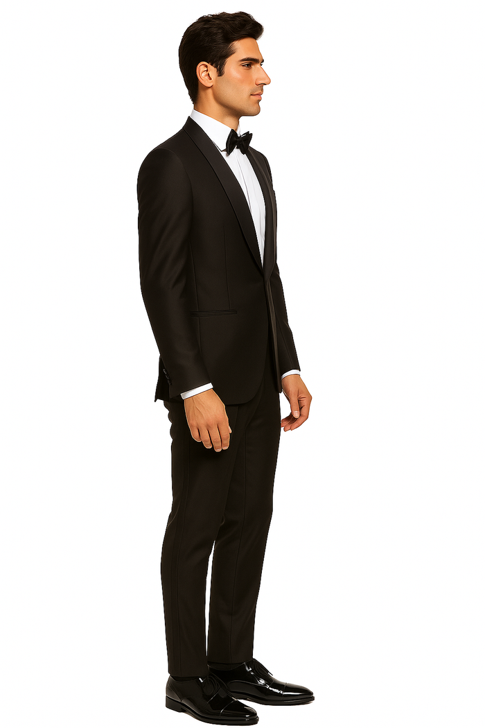 Men's Brown Grosgrain Shawl Collar Double Vent Tuxedo Suit Super 150's Wool Jacket + Pants Vest