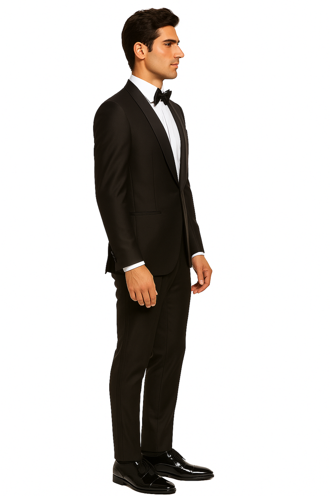 Men's Brown Grosgrain Shawl Collar Double Vent Tuxedo Suit Super 150's Wool Jacket + Pants Vest