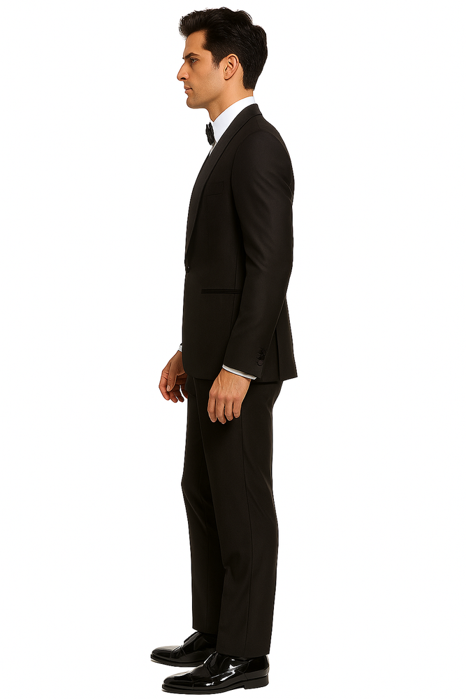 Men's Brown Grosgrain Shawl Collar Double Vent Tuxedo Suit Super 150's Wool Jacket + Pants Vest