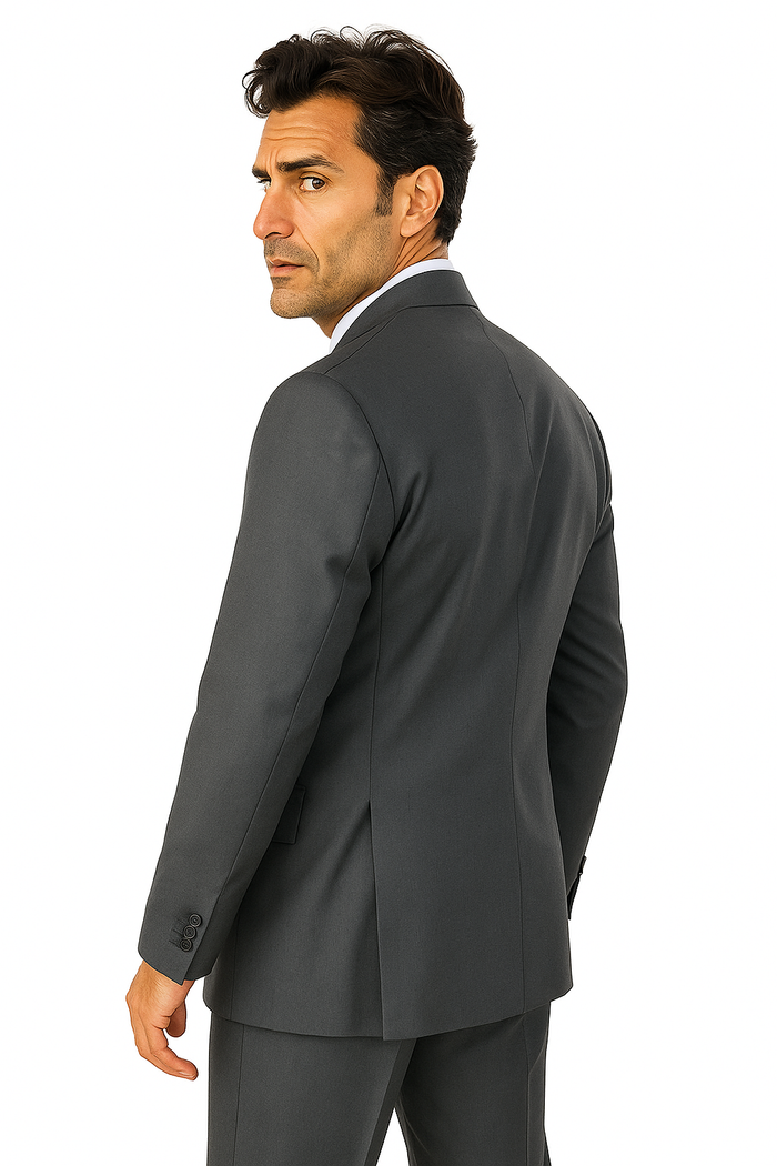 Men's Grey Double Breasted Suits 6 Button Classic Fit Suit