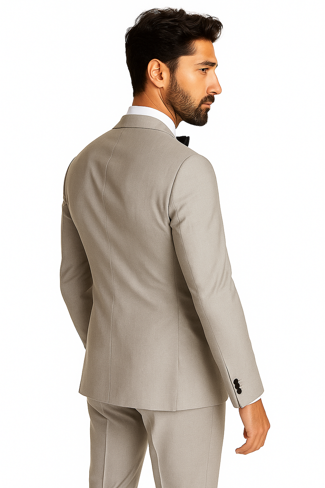 Men's Slim Fit Peak Lapel Wool Grey Tuxedo Suit Jacket